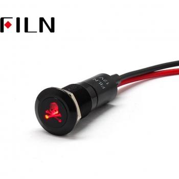 FILN 12mm Car Dashboard Skull Symbol LED Indicator Light