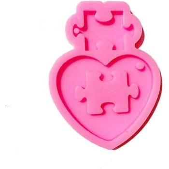 DIY Jigsaw Puzzle Heart Keychain Silicone Mold
