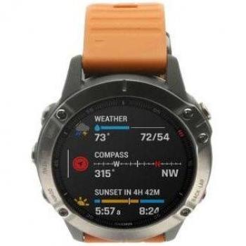 Garmin fenix 6 Sapphire reloj inteligente Naranja, Titanio 3,3 cm (1.3 pulgadas) GPS (satélite)