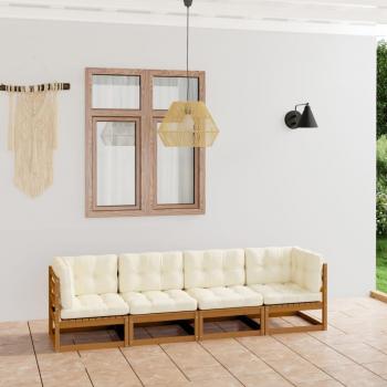 Divano da Giardino a 4 Posti con Cuscini Legno Massello di Pino Vidaxl 6352