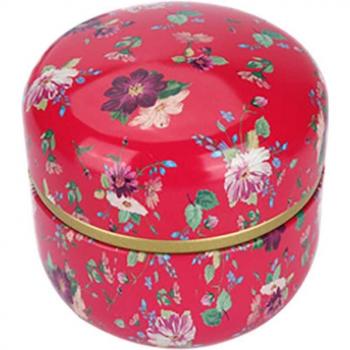 Caja metálica rosa para café en polvo y caramelo Matcha con tapa