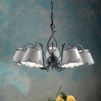 Lampadario Ceramica Nero Sfumato Argento Ravenna