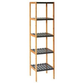 Estantería LOLAhome de 5 baldas en bambú natural gris