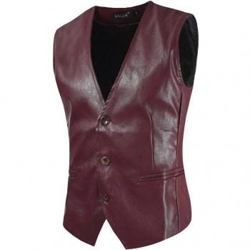 Simple Men's Leather Suit Vest