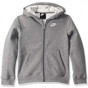 Nike B NSW Hoodie FZ Club Sweatshirt Garçon, Carbon Heather/Smoke Grey/ White, FR : M (Taille Fabricant : M)