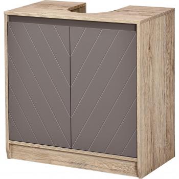 Armario para Baño con Puerta Doble 60x30x59.8 cm Roble y Gris