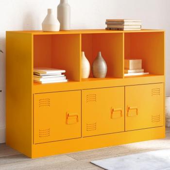 Meuble de salon industriel buffet jaune moutarde 99x39x73 cm
