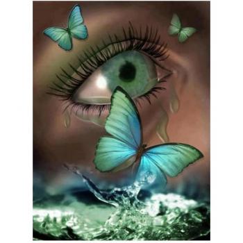 Mariposa de Diamantes 5D con Ojos Llorosos 20X30CM