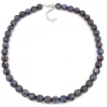 Perlenkette 12mm grau-lila-marmoriert aus Kunststoff 50cm