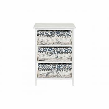 Nombre equivalente: Cajonera DKD Home Decor en Azul y Blanco con Estructura de Mimbre y Madera de Paulonia