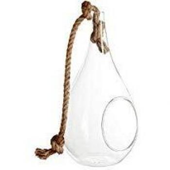 Jarrón de Cristal Transparente y Cuerda Trenzada