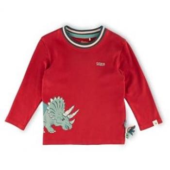 Kinderdino‑Langarmshirt in Dunkelrot – 1 Stück