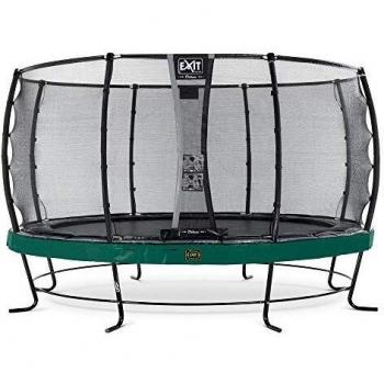 EXIT Garten-Glück Trampolin 427 cm – Runder Design – Sicherheitsnetz – Grün