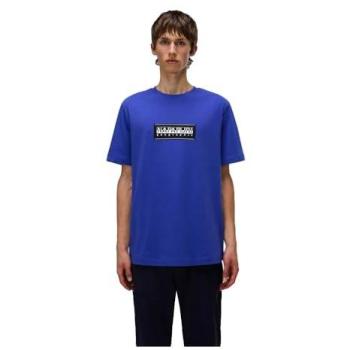 Napapijri maglia box logo blu reale a maniche corte S