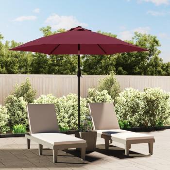 Ombrellone LED da Giardino con Palo in Acciaio 300 cm Rosso Bordò