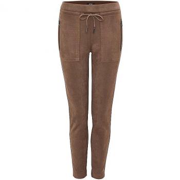 OPUS Stoffhose Elvina cargo schmale Passform Veloursleder Imitat