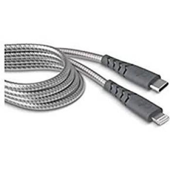 Chargeur pour téléphone mobile Force Power Câble de charge renforcé Lightning / Type C 2m Gris