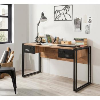 Dmora Bureau Dbonifaz Table de travail polyvalente PC Plan de bureau 139 × 60 × h75 cm Chêne et Noir