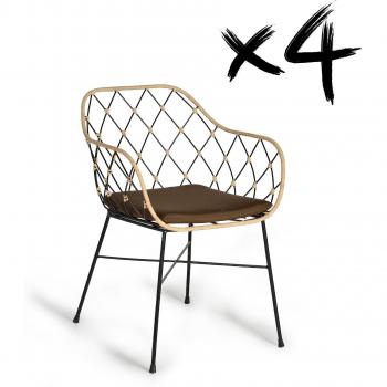 Fauteuils Rotin et Métal