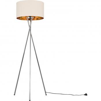Latitude Run Camden Tripod Chrome Floor Lamp with Large Reni Shade Fawn & Gold