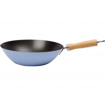 27 cm Sky Blue Dexam Carbon Steel Wok – Non‑Stick