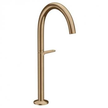 Hansgrohe Axor One Waschtischarmatur 48030140, für Aufsatzwaschtische, mit Push-Open-Ablaufgarnitur, brushed bronze