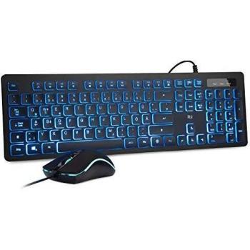 Rii Gaming Tastatur und Maus Set, Kabelgebunden, 3 LED Hintergrundbeleuchtung