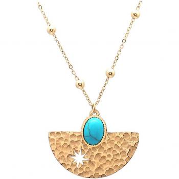 Les Trésors De Lily Cléopatra Halsketting Turquoise Goud 27x20 mm