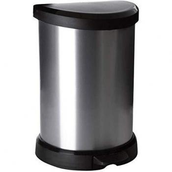 Opulence 20L Curved Silver Waste Bin