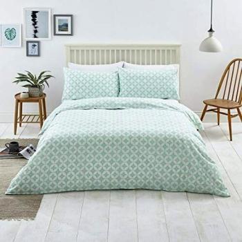 Modern Duck Egg Geo Design Kingsize Bedding Set