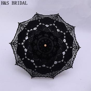 Vintage Lace Wedding Umbrella for Black Bride