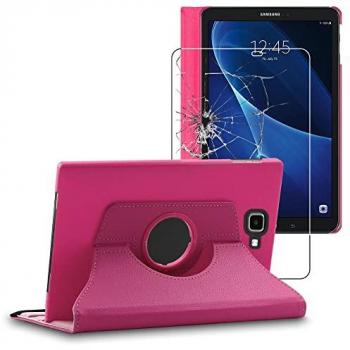 Housse haute performance Galaxy Tab A6 10.1 – design rotatif, verre trempé inclus, rose