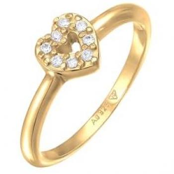 Elli 925 Silber Damenring Herz mit Zirkonia Romantik 1 ct