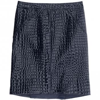 Crocodile Effect Leather Skirt