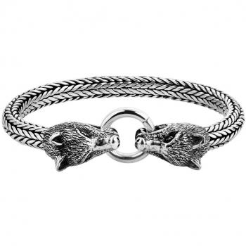 Kuzzoi Herren-Armband mit Wolfs Verschluss