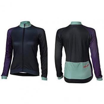 XLC Maillot de Ciclismo de Manga Larga para Mujer, Color Azul Oscuro, Blanco y Rojo