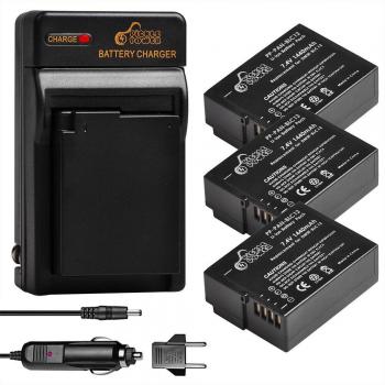 Batterie DMW-BLC12 1440mAh avec chargeur mural pour Panasonic Lumix DMC-G85, FZ200, FZ1000, G5, G6, G7, GH2, GX8