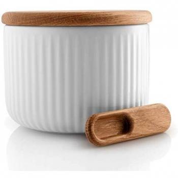 Eva Trio Legio Nova Salzdose mit Deckel und Löffel, Eiche / weiß