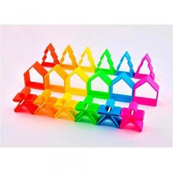 Dena Neon Silicone Playset – 18 Items (People, Homes, Trees)