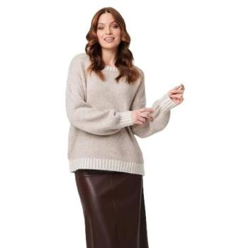 Izabel London Urban Contrast Balloon Sleeve Knitwear – Medium Beige, Size S/M