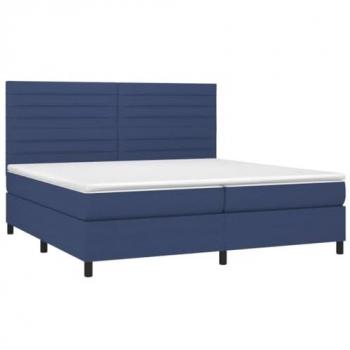 VidaXL Boxspringbett 200x200 cm Stoff mit Matratze und LED Blau