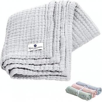 Beste Qualität Taufgeschenk Musselin Decke 80x80cm Grau