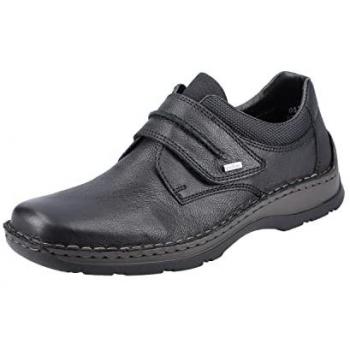 Rieker Herren Slipper, Klettverschluss, Schwarz
