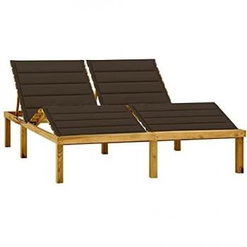 Lettino Prendisole Doppio con Cuscini Talpa in Pino Impregnato