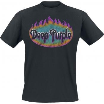 Short sleeve Deep Purple Flames – T‑shirt noir – tailles S, M, XL – homme