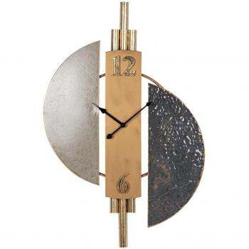 Reloj Pared Decorativo Metal Gris y Dorado 54x6x82 cm