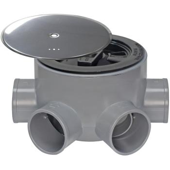 Recipiente Sifónico de PVC T 85 BA 110, 50×40 cm, 75 mm alto y cubierta ventilar