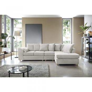 White Jumbo Upholstered Corner Sofa – 203.2 cm H × 272 cm W × 164 cm D