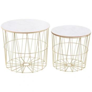 Beistelltisch Set (2 St.), goldfarben mit Marmor-Optik von my Flair