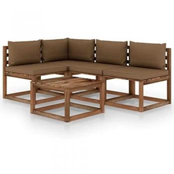 Conjunto de Muebles de Jardín Vidaxl 5 Piezas con Cojines Grises